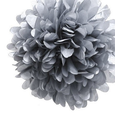 Silver 40cm Tissue Paper Pom Poms