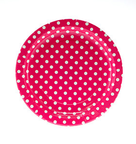 Raspberry Hot Pink Polka Dot Plates Large