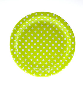 Lime Green Polka Dot Plates Large