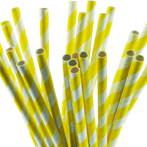 Yellow Candy Stripe Paper Straws