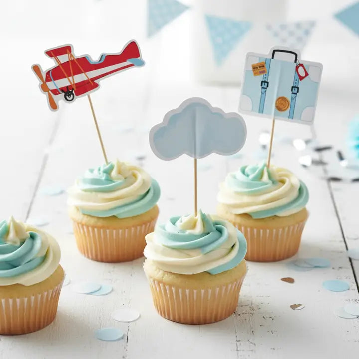 Lil' Flyer Airplane Party Cupcake Toppers