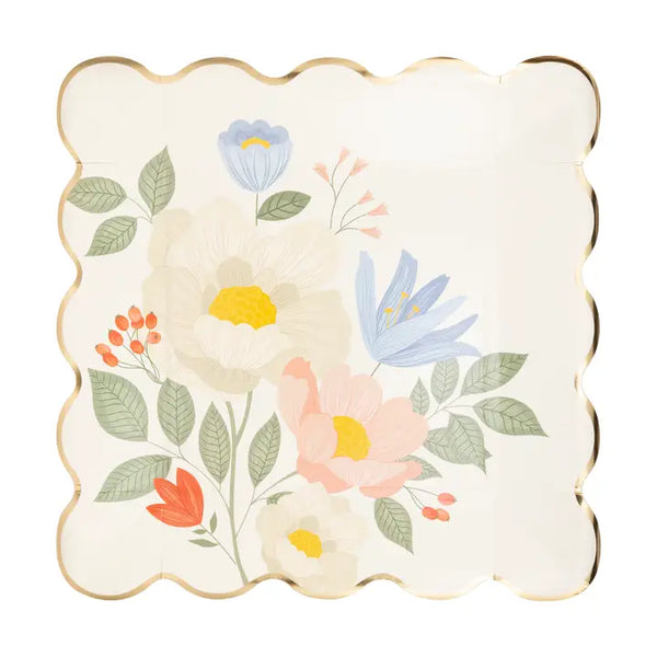Pastel Wildflower Floral Scalloped Paper Party Plates