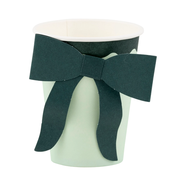 Christmas Mint and Green Bow Paper Party Cups