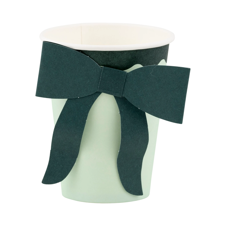 Christmas Mint and Green Bow Paper Party Cups