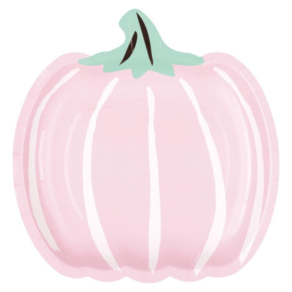 Halloween Pastel Pink Pumpkin Party Plates