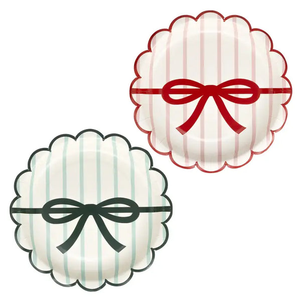 Christmas Bow Paper Party Plates