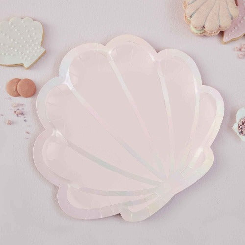 Mermaid Iridescent Shell Shaped Paper Party Plates