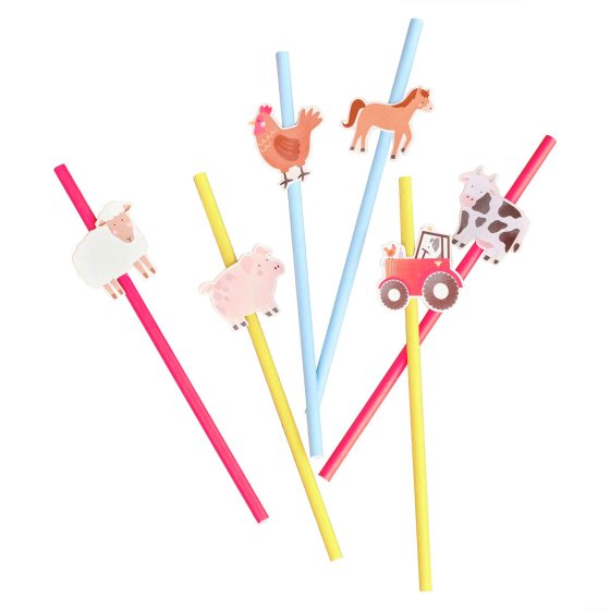 Farm Friends Paper Party Straws