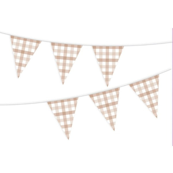 Neutral Nouveau Gingham Paper Bunting Flags