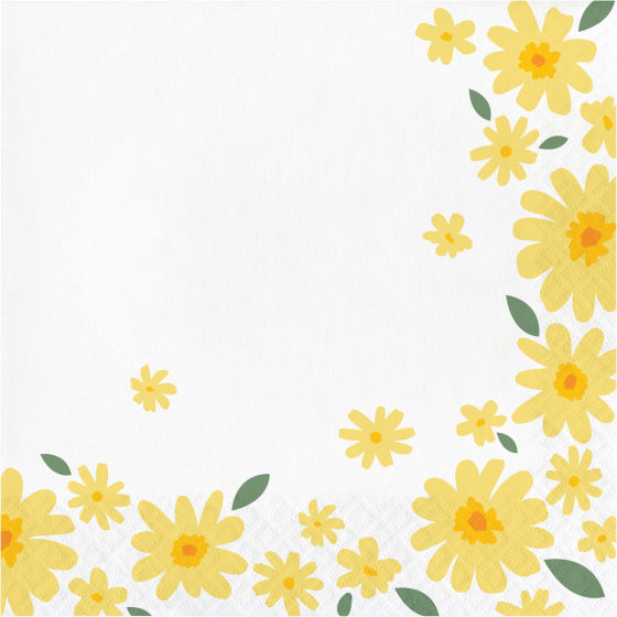 Sweet Daisy Floral Paper Party Napkins