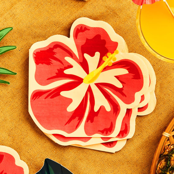 Tropical Hibiscus Shaped Paper Party Napkins