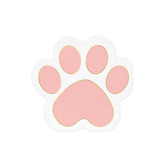 Pink Paw Shaped Party Paper Napkins
