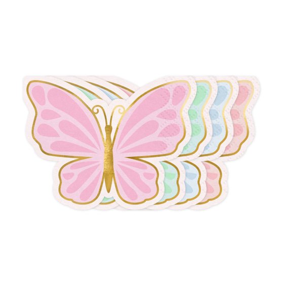 Shimmer Butterfly Shaped Party Paper Napkins