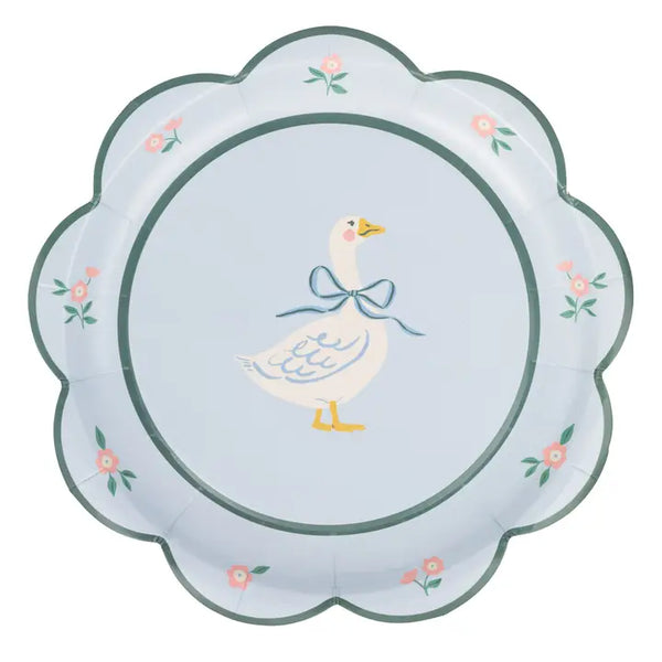 Garden Goose Scalloped Paper Party Plates