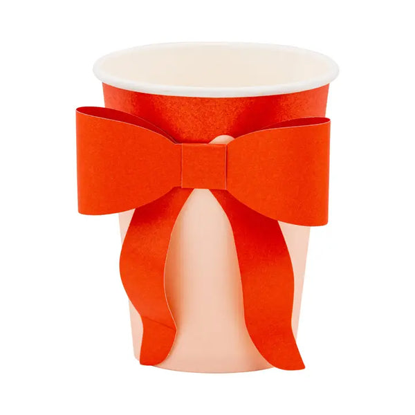 Christmas Red and Pink Bow Paper Party Cups