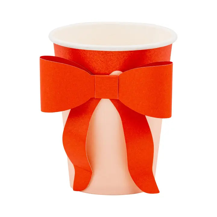 Christmas Red and Pink Bow Paper Party Cups