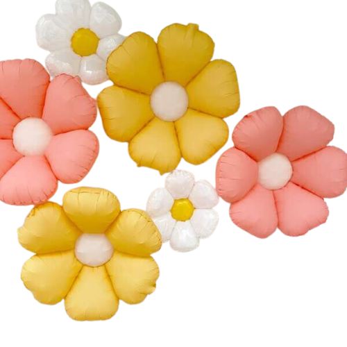 Jumbo Boho Daisy Flower Balloons Bouquet  - 6 Pack