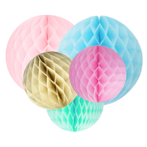 Pastel Honeycomb Decorations Mix