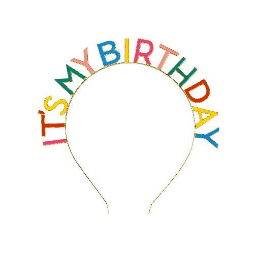 Luxe Rainbow Metal Happy Birthday Headband