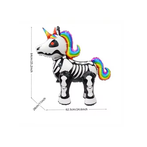 Unicorn Skelton Halloween Foil Balloon
