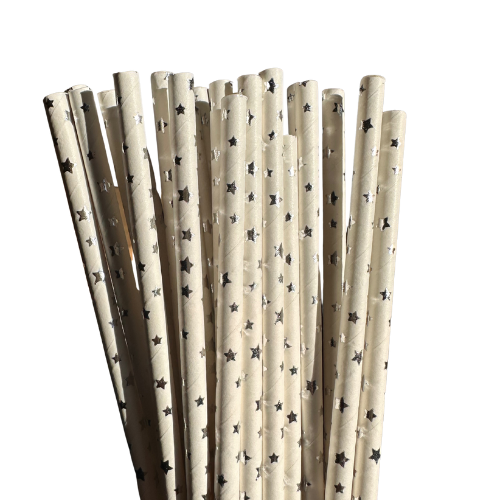 Silver Star Paper Straws 