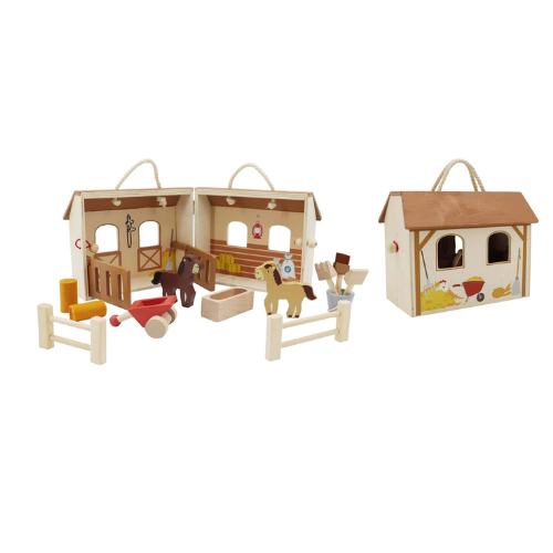 Wooden Horse Stable Play Set – Timber Toy