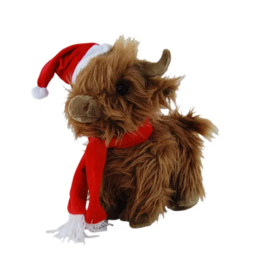 Christmas Highland Cow - Scarf & Hat - Soft Toy