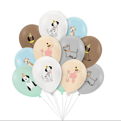Puppy Dog Print Balloons - Pack of 12
