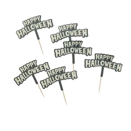 Happy Halloween Glow In The Dark Cupcake Toppers - Pack of 12