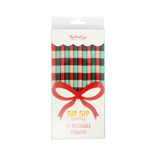 Christmas Red and Green Party Reusable Straws
