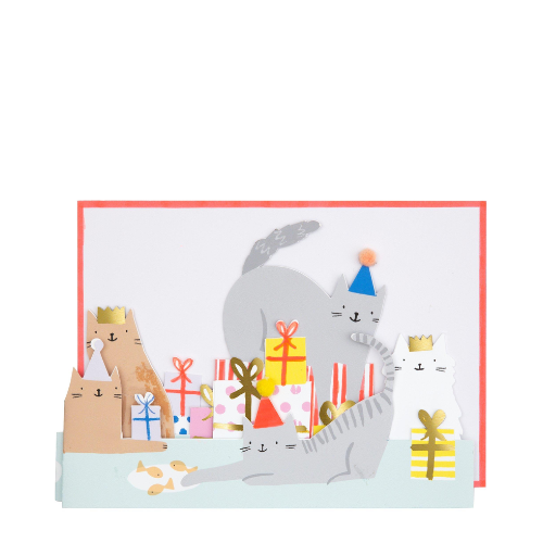 Cat Party Birthday Concertina Card