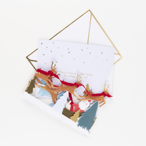 Santa's Sleigh 3D Scene Christmas Concertina Card