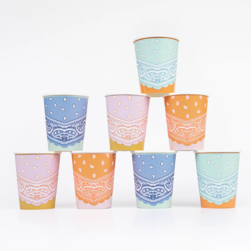 Western Bandana Cowboy Party Paper Cups