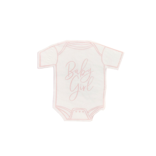 Baby Shower Pink 'Baby Girl' Babysuit Shaped Napkins