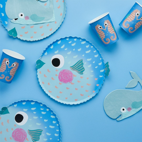 Puffer Fish Shaped Paper Party Plates - Under The Sea