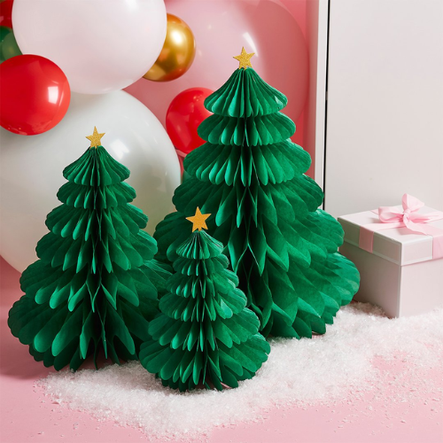  Christmas Trees Honeycomb Decorations -3 Pack
