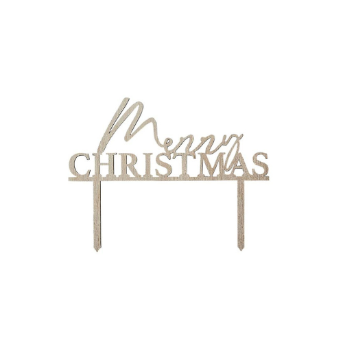 Merry Christmas Wooden Cake Topper