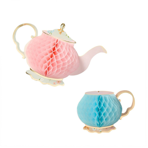 Tea Party Honeycomb Decorations - Pack of 2