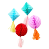 Rainbow Tassel Honeycomb Decorations Mix - 4 Pack