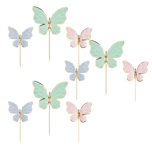 Shimmer Butterfly Cake Topper - 9 Pack