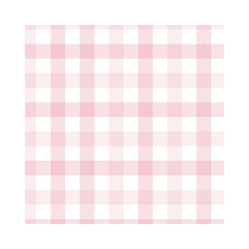 Baby Pink Gingham Paper Party Napkins