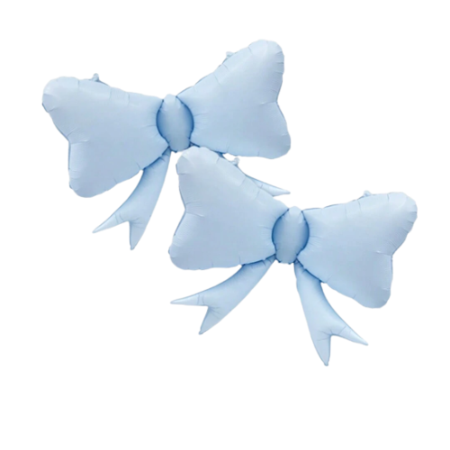 Baby Blue Bows Shaped Balloons 2 Pack