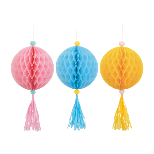 Pastel Honeycombs with Tassels Decorations Mix