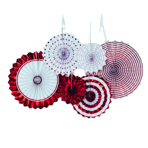 Metallic Red Christmas Paper Fan Decoration Kit