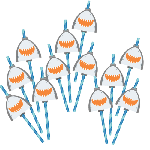 Shark Party Paper Straws - Under The Sea