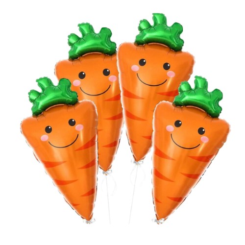 Happy Carrots Shaped Foil Balloon - 4 Pack