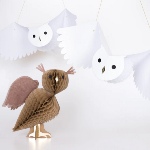 Making Magic Honeycomb Owl Decorations 3 Pack Meri Meri 
