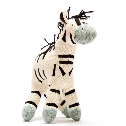 Knitted Large Organic Zebra Plush Toy -Best Years