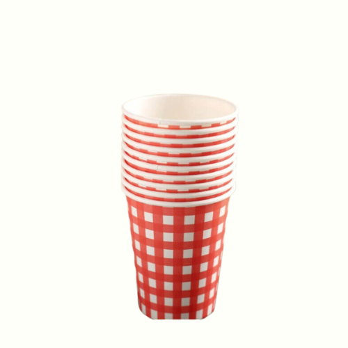 Red Gingham Paper Party Cups
