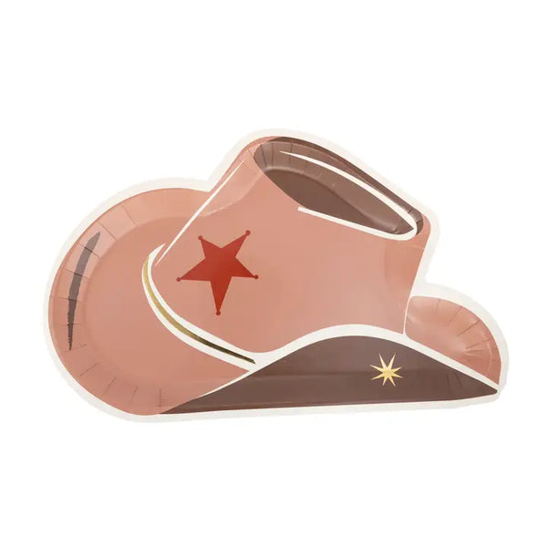 Cowboy Tan Hat Shaped Paper Party Plate
